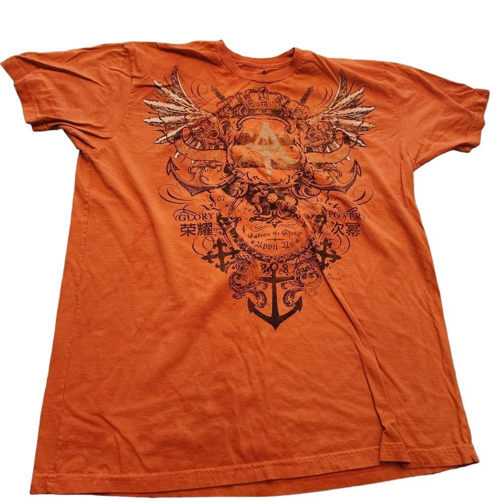 Aqua Mens Orange XL Graphic Tee Shirt